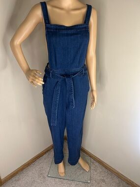 Universal Thread Dark Blue Denim Jumpsuit with Tie Waist